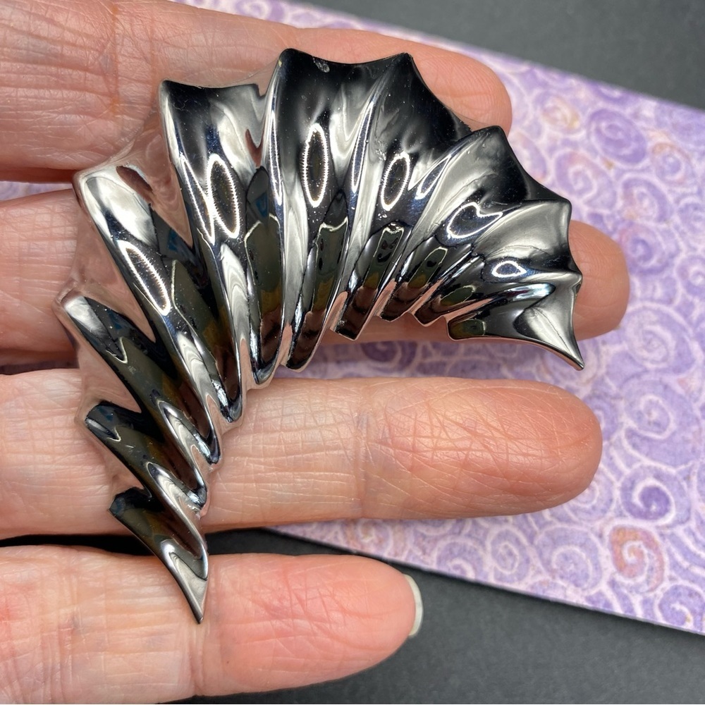 M. JENT Silver Tone Swirl Modern Brooch